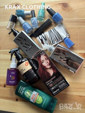 Лот козметика за коса и нокти WOW, Beviro, OPI, ORly, Essie, Syoss, Garnier