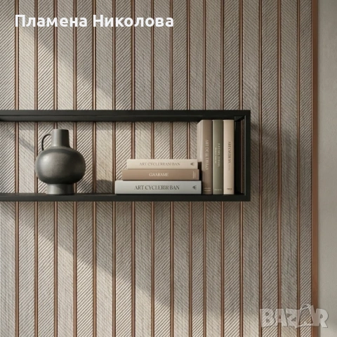 Дизайнерски 3D панел със сребриста текстура и меден кант - 16 см х 2.8 м, снимка 2 - Други - 54759505
