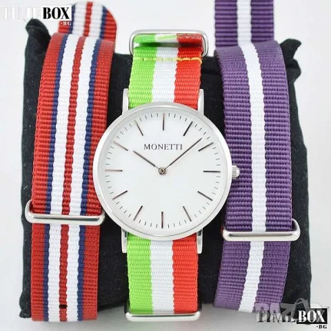 Monetti Timeless 316L Wristwatch with Three NATO Bracelets, снимка 4 - Дамски - 55325851
