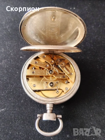 Швейцарски джобен часовник с посребрени капаци 1905г. - 10 РУБИНА, снимка 8 - Джобни - 48925860