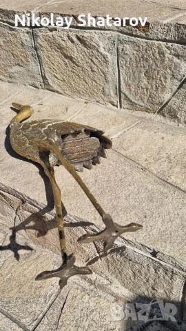 бронзова скулптура. фигура на чапла , снимка 7 - Декорация за дома - 54328867