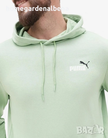 PUMA Essentials+ 2 Color Logo Hoodie мъжки суитчър зелен качулка, снимка 3 - Спортни дрехи, екипи - 54441084