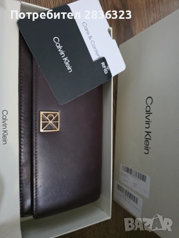 Портфейл от естествена кожа Calvin Klein , снимка 4 - Чанти - 54542495