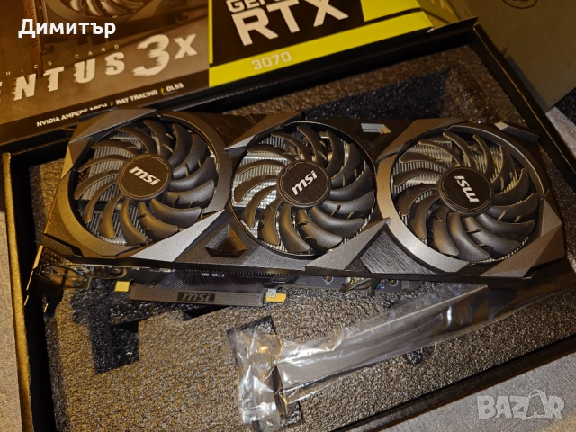 Видео карта MSI RTX 3070 Ventus 3x, снимка 2 - Видеокарти - 54664035