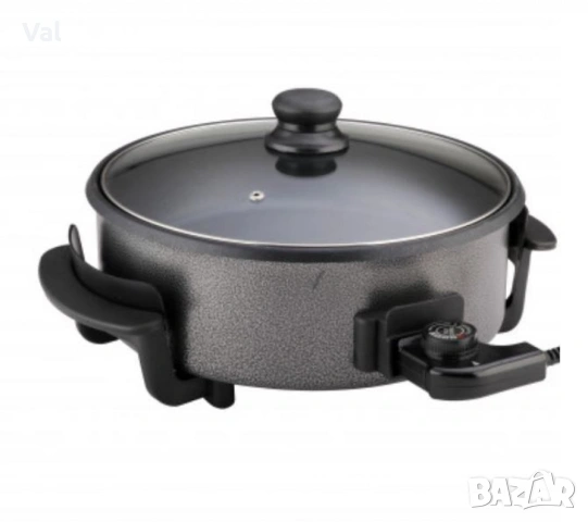 Електрически тиган за приготвяне на пица Rosberg, 1500W, 32 см, Терморегулатор, Незалепващо покритие