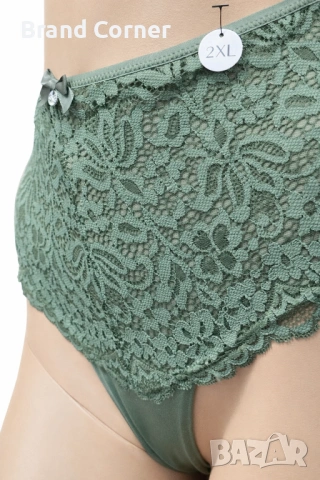 Дамски комплект бельо Hunkemöller 2XL – дантела в маслено зелено, снимка 6 - Бельо - 54551423