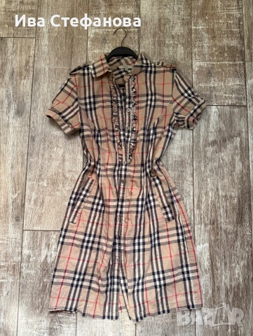Оригинална маркова памук памучна 100% оригинала рокля риза Burberry Britain каре, снимка 2 - Рокли - 55009628
