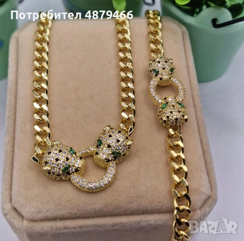 Twin Panther Luxury Set – колие и гривна с кристали ✨ | с позлата