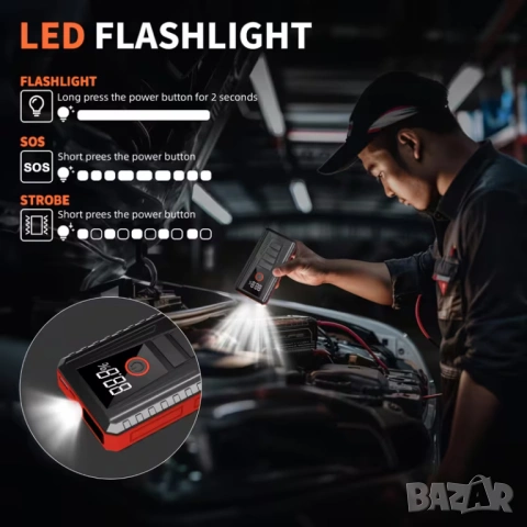 Компактно 1200A стартерно устройство за подпомагане акумулатора на автомобила , снимка 7 - Аксесоари и консумативи - 54097239