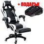 Въртящ се кожен стол за офис и компютърни игри, снимка 2