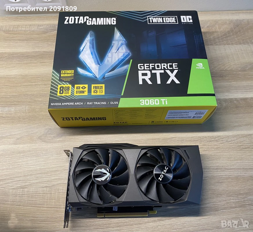 Видео карта ZOTAC RTX 3060 Ti Twin Edge OC 8 GB GDDR6, снимка 1