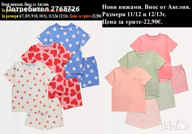 НОВИ ДЕТСКИ ПИЖАМИ, ВНОС ОТ АНГЛИЯ, снимка 10 - Детски пижами - 55524264