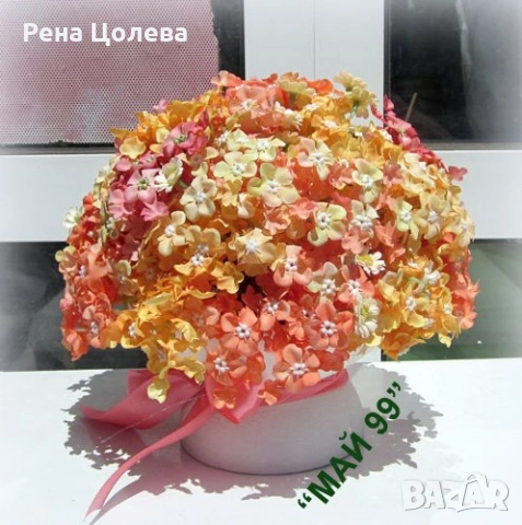 Икебана с мини хортензии, снимка 2 - Подаръци за жени - 55238838