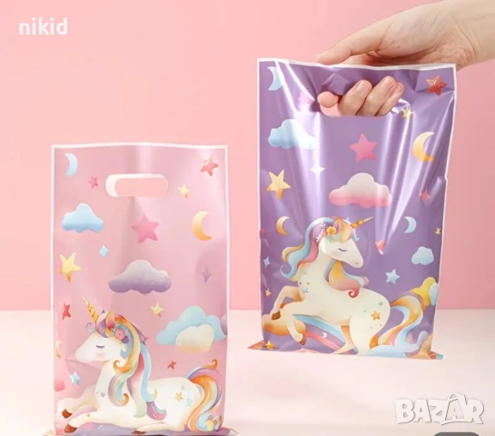 10 бр торбички Еднорог кон дъга Unicorn за сладки подарък рожден ден парти, снимка 3 - Други - 54136258