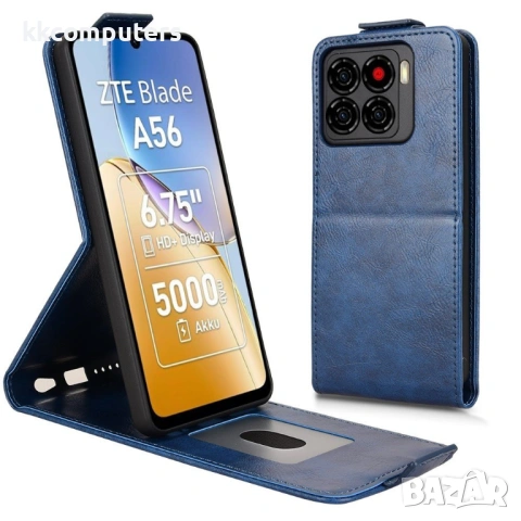 ZTE Blade A56 калъф – вертикален флип, магнитна закопчалка, подставка, слот за карти, 4 цвята, снимка 2 - Калъфи, кейсове - 54639881