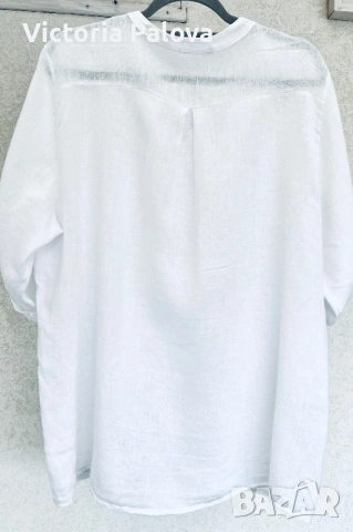 Италианска ленена риза с деликатна релефна текстура, снимка 9 - Ризи - 54020941