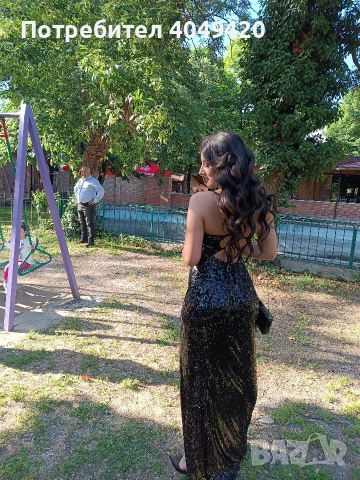 Официална черна рокля с пайети , снимка 3 - Рокли - 54168143