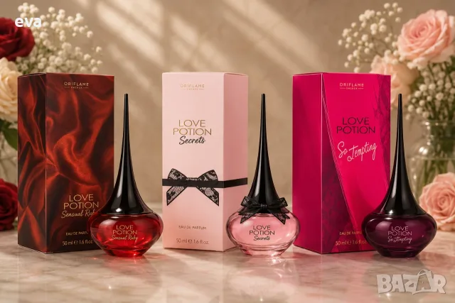 Парфюмна вода Love Potion, Love Potion Sensual Ruby, Love Potion Secrets - Орифлейм / Oriflame