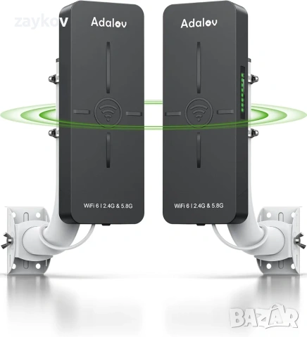 AdaLov CPE882 WiFi 6 WiFi мост за външна употреба, 2.4/5.8 GHz гигабитов безжичен мост