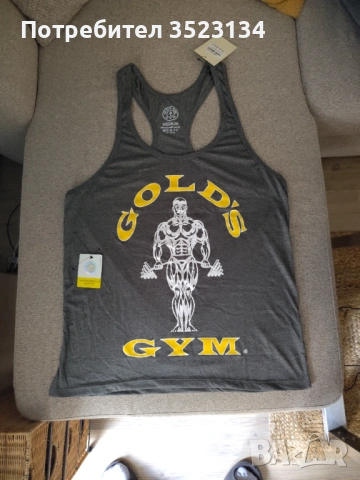 Чисто нов - Фитнес потник Golds Gym - Сив