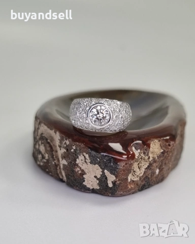 Пръстени с диаманти 18к бяло злато, снимка 10 - Пръстени - 54328191