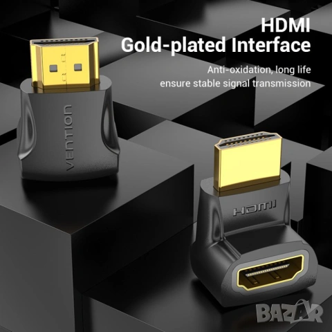 Vention HDMI адаптер 270° ъглов (M/F) – Right Angle, снимка 9 - Друга електроника - 54421630