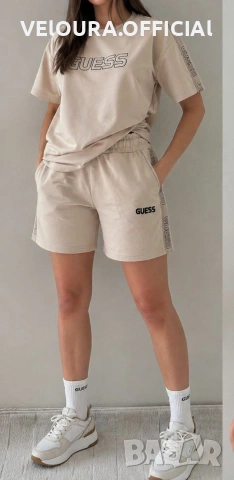Дамски комплект Guess – Oversize тениска и къси панталони | Premium