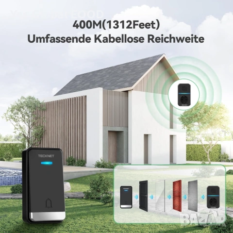 TECKNET безжичен звънец IP65 400м без батерии, снимка 8 - Друга електроника - 54912706