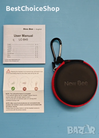 Хендсфри слушалка New Bee, за свободни ръце V5.0, Bluetooth 20 часа време за разговори, снимка 3 - Слушалки, hands-free - 54986105