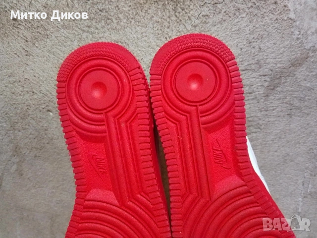 NIKE AIR FORCE 1 LOW '07 WHITE RED MIDSOLE нови естествена кожа #43 Uk 8.5 US-9.5 стелка 275 мм, снимка 3 - Маратонки - 54346436