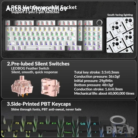 Клавиатура AULA F99 Pro Silent Mechanical RGB, снимка 2 - Клавиатури и мишки - 54827739