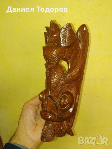 Стара Дървена Маска, Дърворезба - Орел и Дракон, снимка 11 - Антикварни и старинни предмети - 54236116