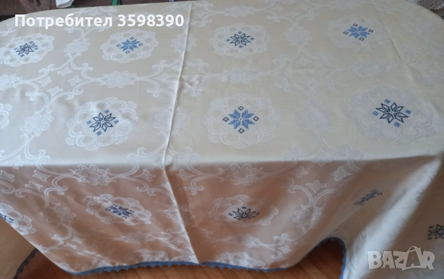 Памучна покривка с ръчна бродерия 185×135 см, снимка 3 - Покривки за маси - 54449279