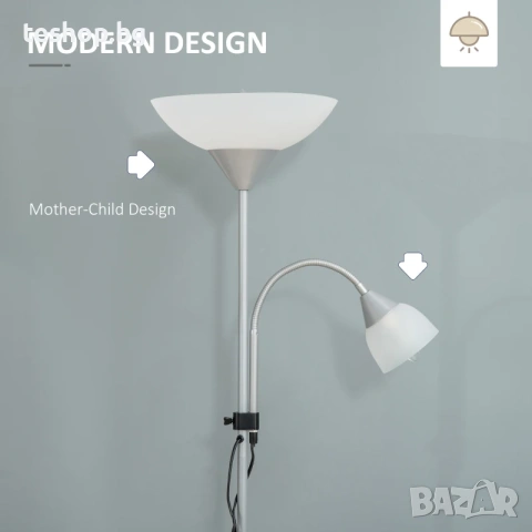 LED подова лампа HOMCOM, снимка 7 - Настолни лампи - 55041876