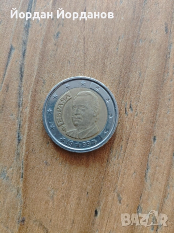 монета 2 евро испания 1999 година, снимка 2 - Нумизматика и бонистика - 54364919