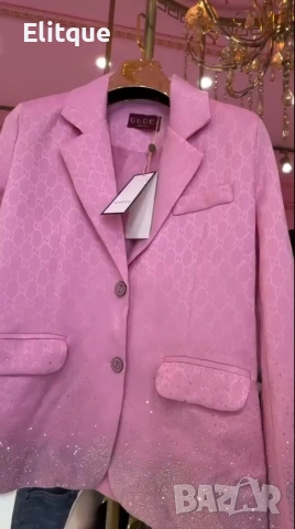 Розово сако "Gucci" с омбре ефект и нежни кристали, снимка 2 - Сака - 54599214