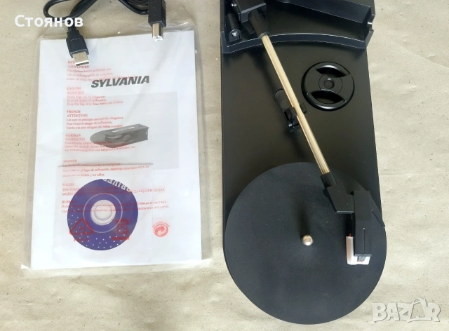 Оригинален нов грамофон SYLVANIA с USB енкодер (2 скорости: 33/45), снимка 6 - Грамофони - 55100527