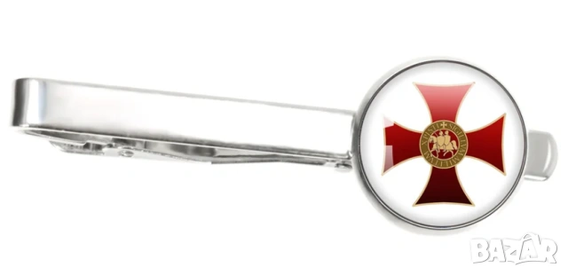 Масонска Игла за Вратовръзка Щипка за Вратовръзка Емайлиран Щит на Рицар Кръстоносец Кръст Тамплиер, снимка 2 - Колиета, медальони, синджири - 54054371