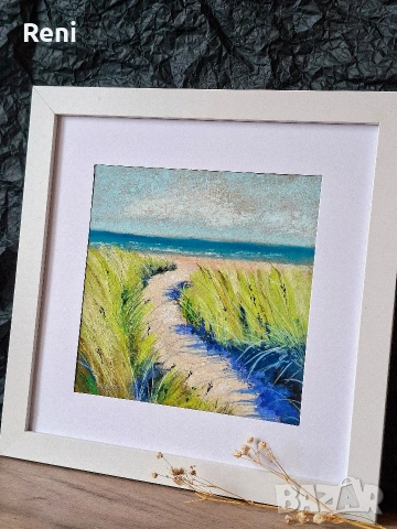 При дюните, картина пастел, оригинал, снимка 3 - Картини - 54077461