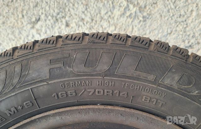 2 бр. M+S гуми Fulda 165/70 R14 M+S железни джанти 5x100 за VW, Skoda, Seat, снимка 3 - Гуми и джанти - 54688514