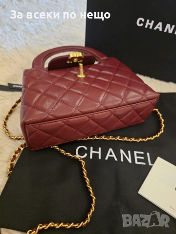 Chanel Kelly Дамска Чанта Цвят Бордо Код Brand Luxury Fashion10, снимка 2 - Чанти - 54953579
