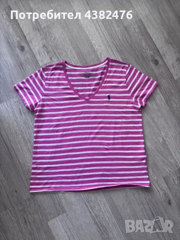 Оригинална тениска на Polo Ralph Lauren на бели и розови райета 