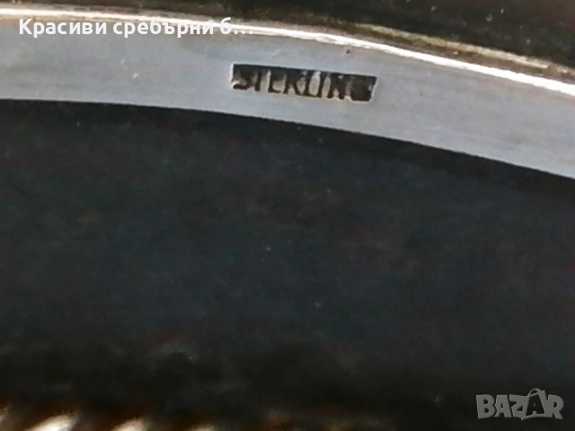 Навахо ръчно изработена гривна масивно сребро и тюркоаз, снимка 4 - Гривни - 54806562