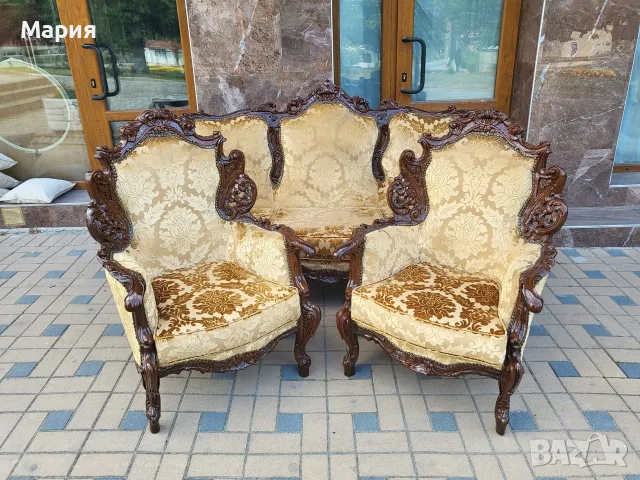Италианска барокова холна гарнитура , снимка 5 - Дивани и мека мебел - 55677230