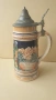 Винтидж немска халба за бира с калаен капак (Beer Stein), снимка 2