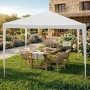 Градинска шатра тип "павилион", 3x3м, Водоустойчива, Прахово боядисана стомана, Бяла, снимка 3