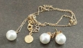 Комплект сребърно колие и обеци с перли и позлата на марката Majorica , снимка 3