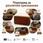 Голям LED дървен декоративен настолен часовник с температура будилник светещ на ток електронен USB, снимка 8