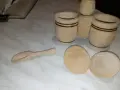 Солница дървена две чашки с лъжичка нова Орешак, снимка 5