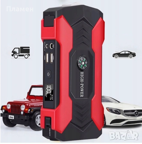 Автомобилен стартер 99800 mAh Power Bank Фенер Чук Комплект кабели с преносим твърд калъф